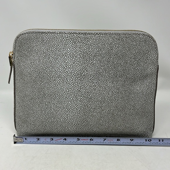 INDIA HICKS The Insider Grey Print Stingray Leather Pouch Clutch Bag - Picture 5 of 14
